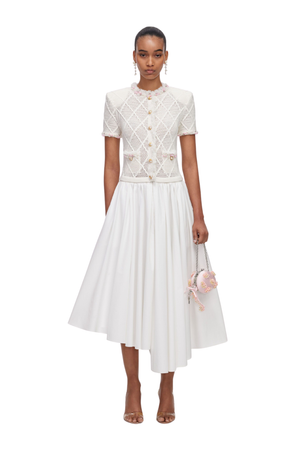 Fringe Knit Cotton Midi Dress