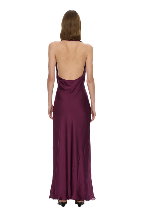 Cesura Cowl Lace Halter Gown