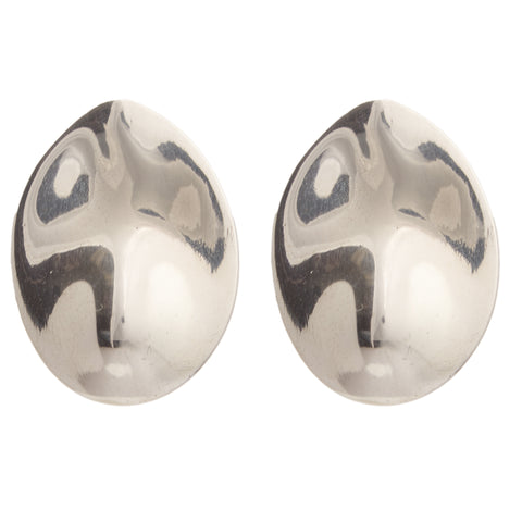Silver sculptural clip on earrings.