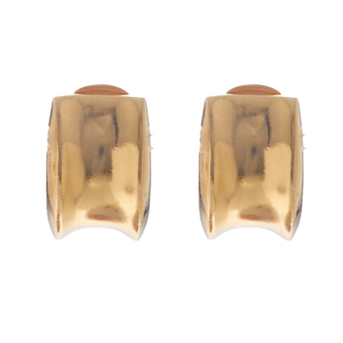 Gold hoop clip on earrings.