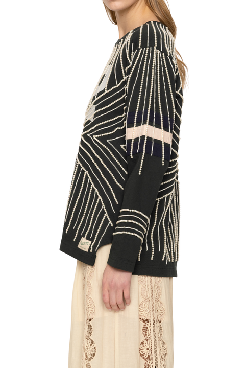 Quinn Embellished Beaded Long Sleeve T-Shirt