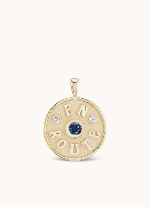 Mini En Route Coin Charm Blue Sapphire