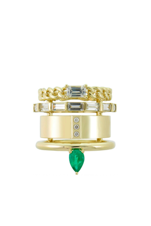Type Stack Emerald Ring