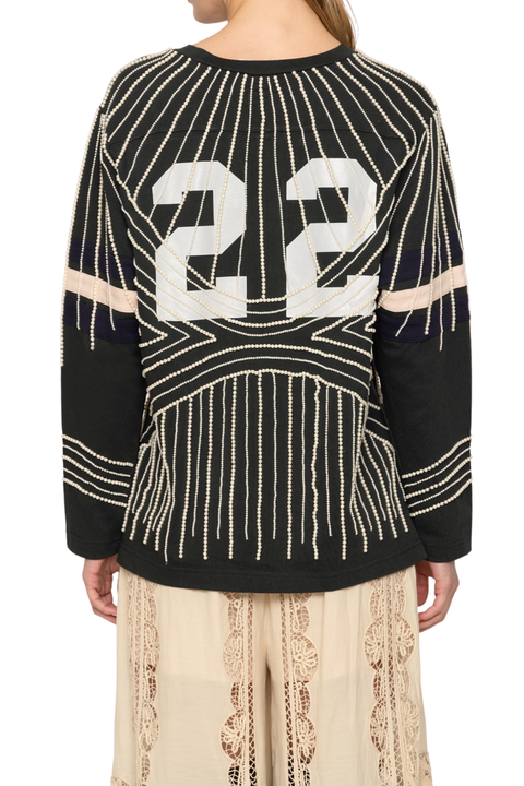 Quinn Embellished Beaded Long Sleeve T-Shirt
