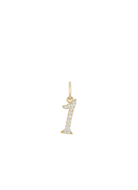 Yellow gold and white diamond number one charm.