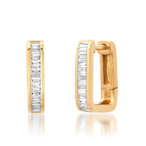 Baguette Diamond Huggies