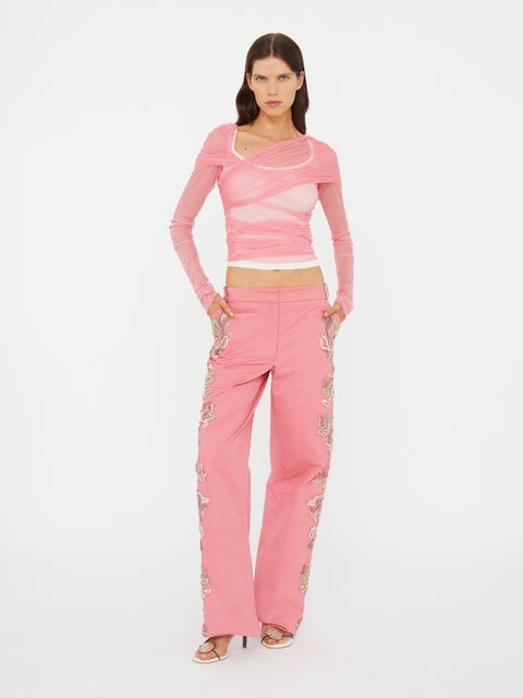 Wrapped Tulle L/S Tank