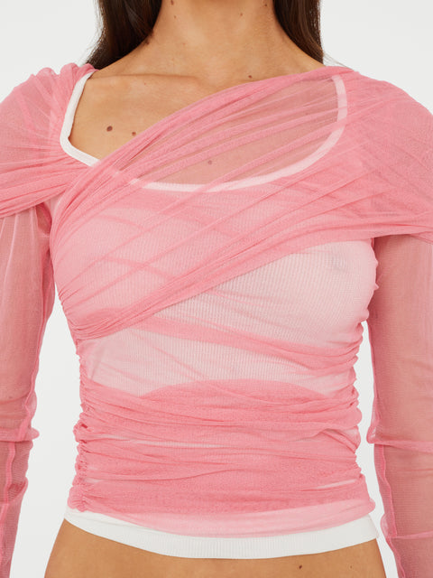 Wrapped Tulle L/S Tank