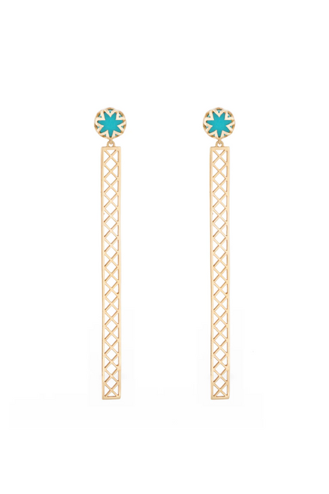 Turquoise Starburst Studs With Long Bars