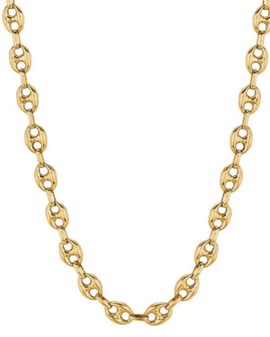 Gold chain necklace on a white background