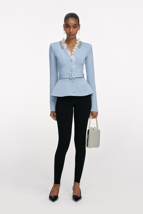 Blue Crystal Trim Cardigan