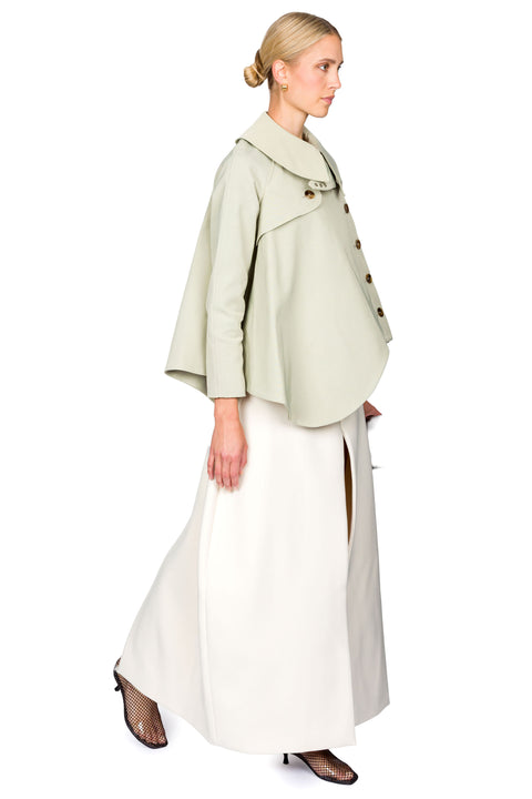 Gaberdine Short Flared Trench Jacket