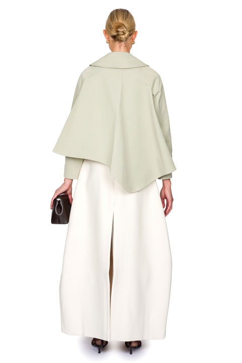 Gaberdine Short Flared Trench Jacket