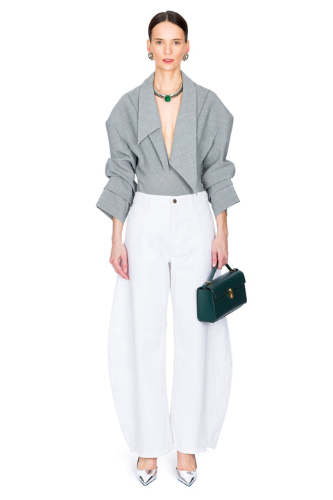 White Denim Jeans With Side Inserts