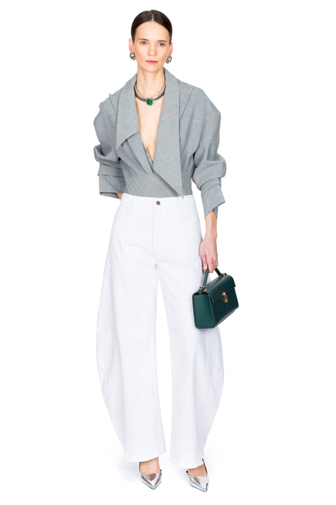 White Denim Jeans With Side Inserts