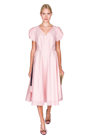 Soft Tulip Sleeve V-Neck Dress