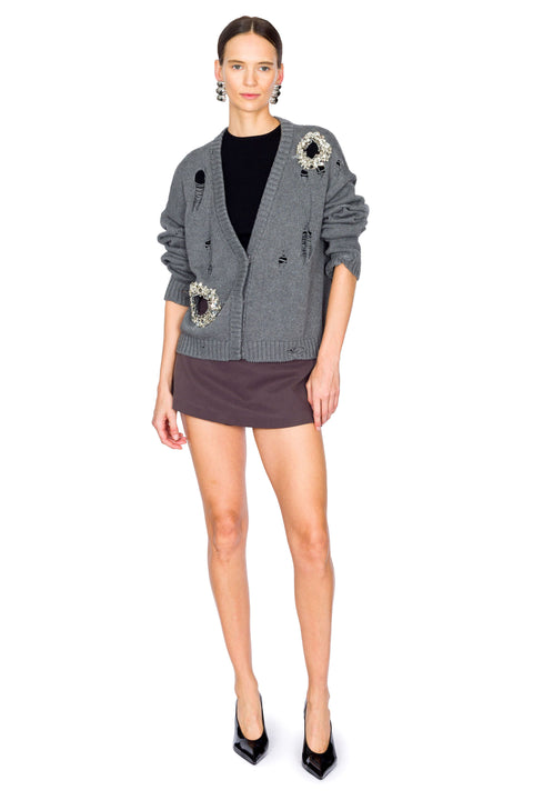 Distressed Crystal Cardigan