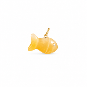 Carved Yellow Onyx Fish Pendant