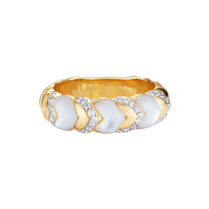 Cobra Stackable Mother Of Pearl And Diamond Ring