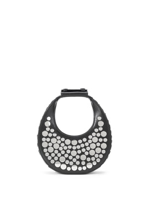 Black studded mini handbag.