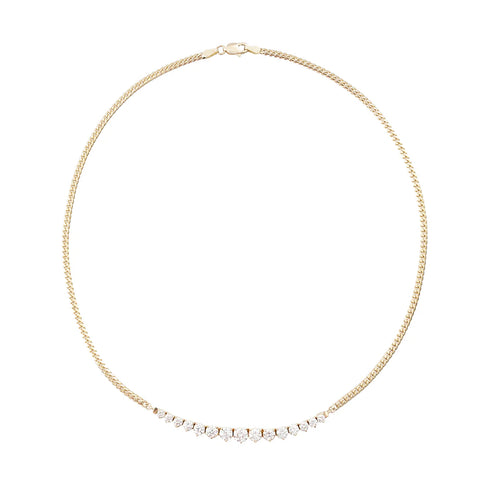 Graduated Diamond Necklace On Cuban Chain