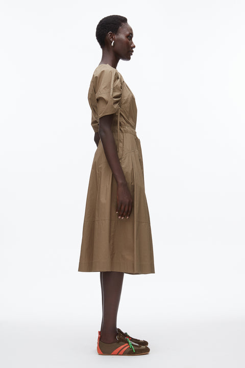 Ruched Sleeve Midi Dress