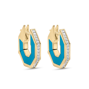 Eclipse Small Octagon Turquoise Hoops