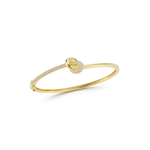 Diamond And Gold Jumbo Love Knot Bangle Bracelet
