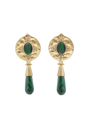 The Hathor Teardrop Earrings Malachite