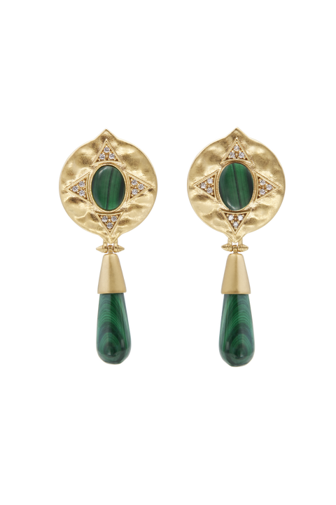The Hathor Teardrop Earrings Malachite