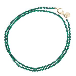 A green malachite beaded double wrap necklace.
