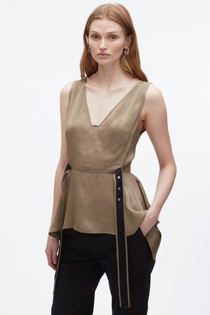 V-Neck Sleeveless Flounce Top