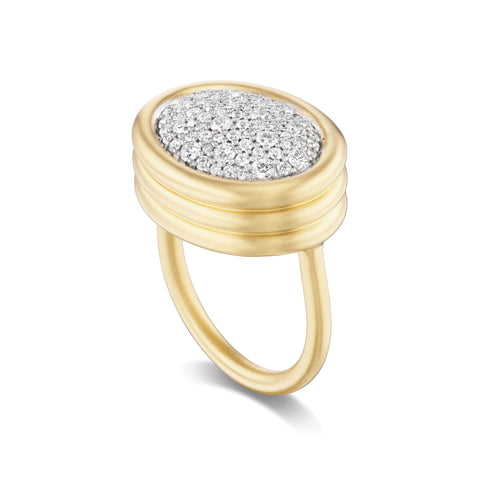 Scuba Ring With White Diamond Pave