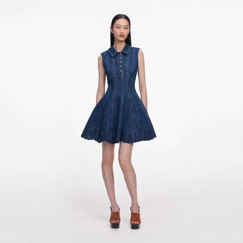 Denim Broderie Mini Dress