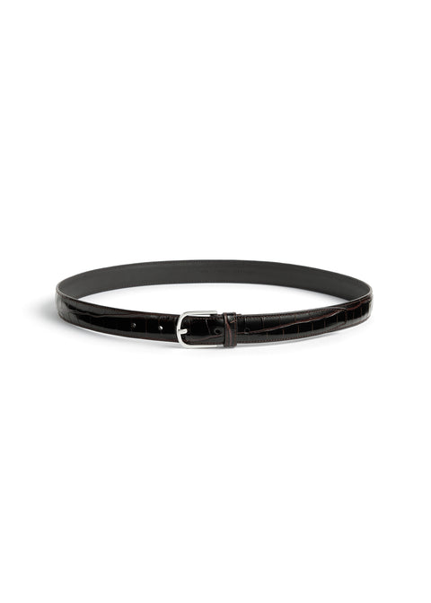 Slim Croco-Embossed Trouser Belt
