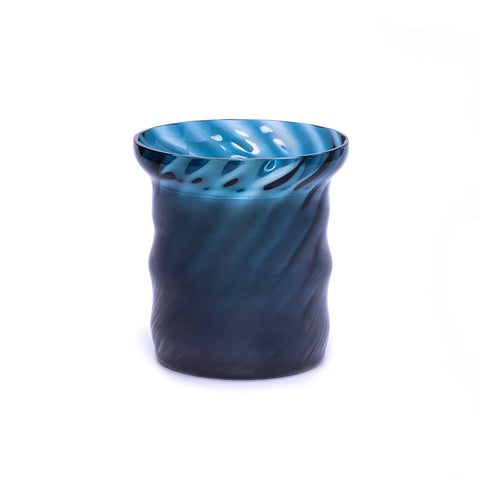 Blue glass candle.
