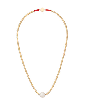 Gold Necklace With Pearl Chain