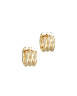 A pair of gold-toned huggies that features a triple tube design.