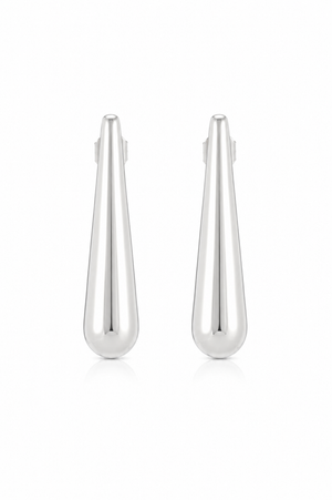 Pair of silver earrings on a white background