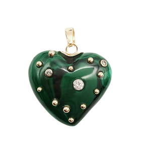 Malachite Studded Heart Pendant