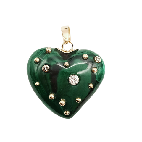 Malachite Studded Heart Pendant