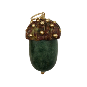 Carved Stone Acorn Pendant With Gold Balls