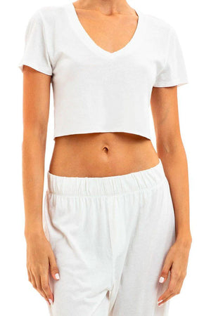 Cropped V-Neck T-Shirt