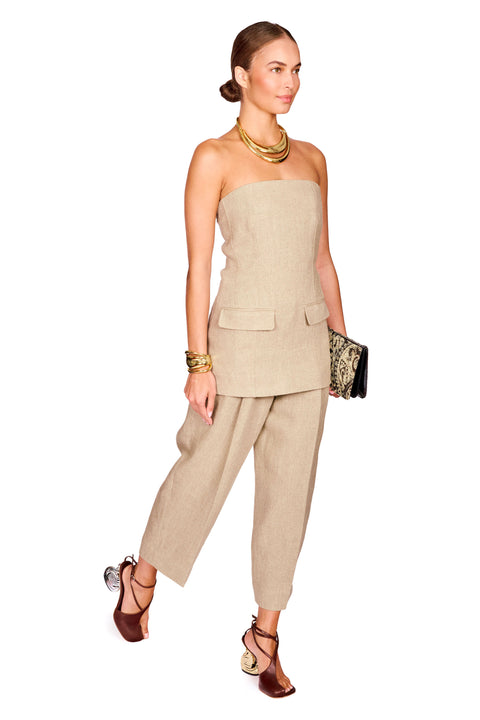 Strapless Linen Pocket Top