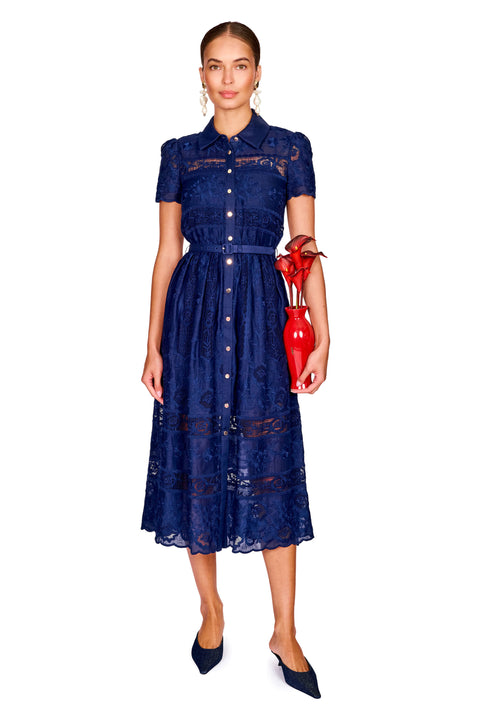 Ramie Collared Midi Dress