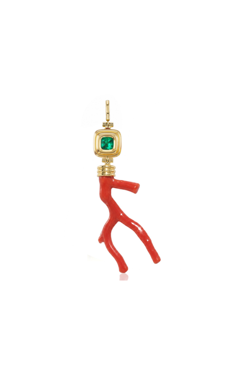 Ripple Emerald Pendant with XL Coral Branch