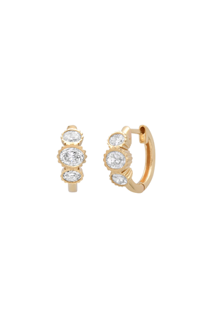 Laine Oval Diamond Huggies