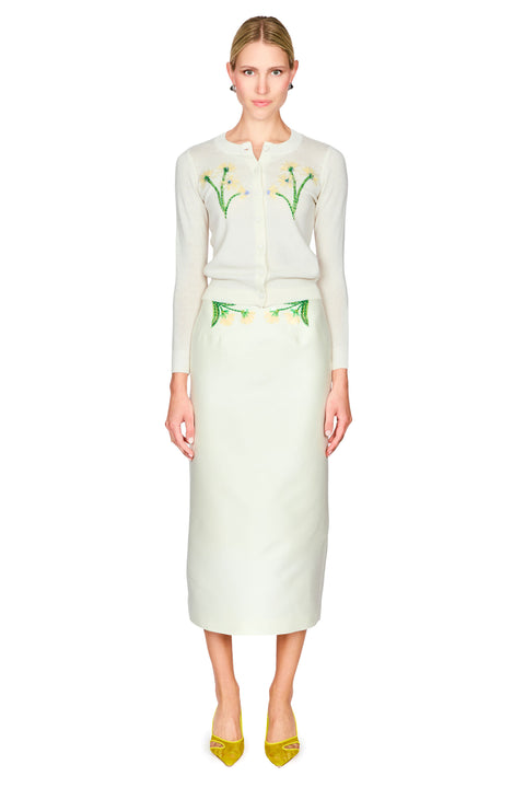 Quinn Embellished Wool Midi Skirt