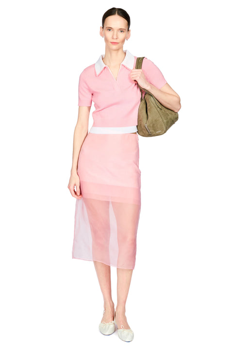Doubled Half Front Placket Knit Polo