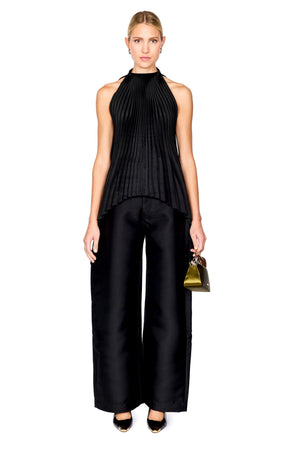 Pleated Mikado Halterneck Top